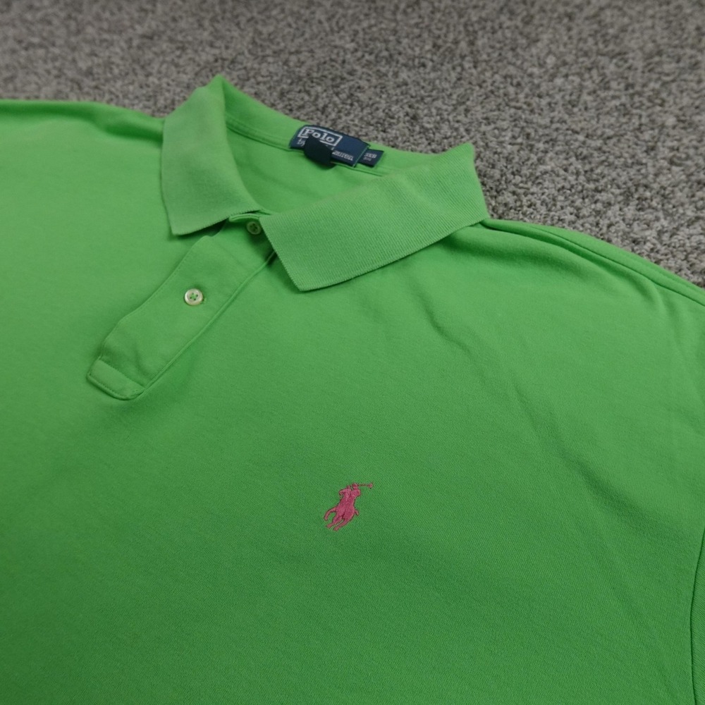 VTG Ralph Lauren Polo Shirt Mens 3XB Big Tall Green Pony Short Sleeve Preppy